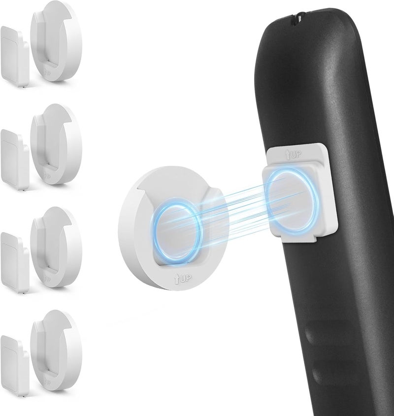 YYILIS Magnetic Remote Control Holder Wall Mount, 4 Pack Upgrade Remote Control Organizers Storage Self-Adhesive TV Remote Control Caddy for Back of TV White - Image 1